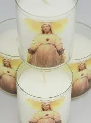 Set van 4 Votiefkaarsen Onze Lieve Vrouw van Pellevoisin