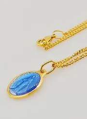 Blauwe Wonderdadige Medaille met Halsketting 45cm