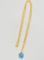 Blauwe Wonderdadige Medaille met Halsketting 45cm