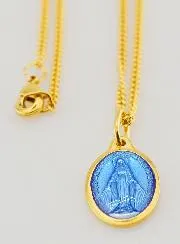 Blauwe Wonderdadige Medaille met Halsketting 45cm