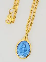 Blauwe Wonderdadige Medaille met Halsketting 45cm
