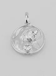 Zilveren Hanger met Zirkonia Heilig Hart van Maria - 19 mm