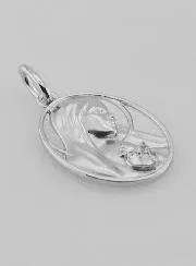 Zilveren Hanger met Zirkonia Heilig Hart van Maria - 19 mm
