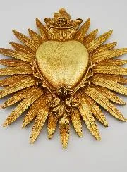 Ex Voto Hart en Veren Muurdecoratie - 25cm