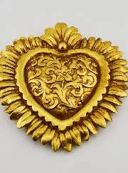Ex Voto Wand Decoratie Bloemen Hart - 16cm