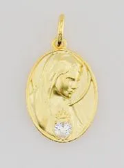 Vergulde Hanger en Zirkoon Heilig Hart van Maria - 19 mm