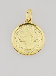 Vergulde Medaille van Sint Benedictus met Rand - 18mm