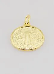 Vergulde Medaille van Sint Benedictus met Rand - 18mm