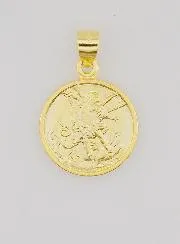Vergulde Medaille met Rand - St Michaël de Aartsengel - 14mm