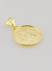 Vergulde Medaille met Rand - St Michaël de Aartsengel - 14mm