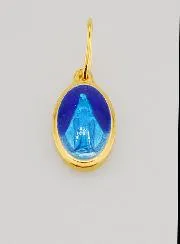 Wonderdadige Medaille van Verguld Zilver en Blauw Emaille - 10 mm