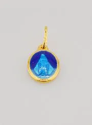 Wonderdadige Medaille van Verguld Zilver en Blauw Emaille - 10 mm