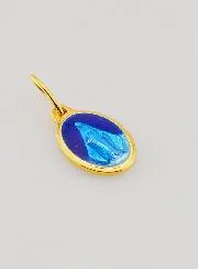 Wonderdadige Medaille van Verguld Zilver en Blauw Emaille - 10 mm