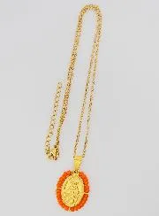 Wonderdadige Medaille + Halsketting - Oranje Kralen