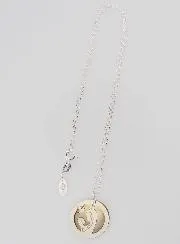 Halsketting Maria met Kind en Duif - Zilver en Parelmoer