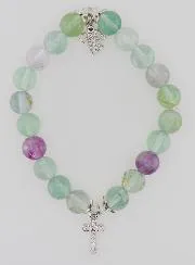 Armband van Fluoriet Stenen 8mm - Engel en Kruis