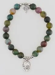 Religieuze Armband Indiase Agaat 8mm - Pater Pio en Drievuldigheid