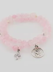 Rozenkrans Armband van Rozenkwarts - Maagd Maria en Heilige Drie-eenheid