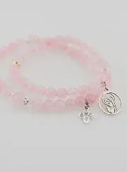 Rozenkrans Armband van Rozenkwarts - Maagd Maria en Heilige Drie-eenheid