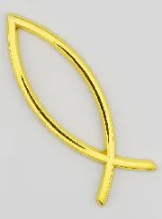 Auto Badge Christelijke Ichthus Vis Goudkleurig - 14 cm