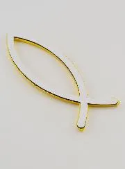 Auto Badge Christelijke Ichthus Vis Goudkleurig - 14 cm