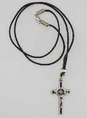 Religieuze Halsketting Kruis Heilige Benedictus - Blauw