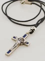 Religieuze Halsketting Kruis Heilige Benedictus - Blauw
