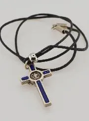 Religieuze Halsketting Kruis Heilige Benedictus - Blauw