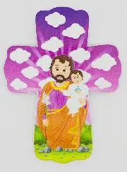 Kinderkruis om op te hangen - Sint Jozef met Lelie