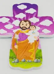 Kinderkruis om op te hangen - Sint Jozef met Lelie