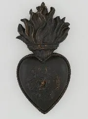 Ex Voto Wanddecoratie Bloemen-Hart Zwart en Brons - 13 cm