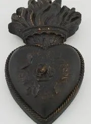 Ex Voto Wanddecoratie Bloemen-Hart Zwart en Brons - 13 cm