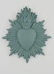 Ex Voto Wanddecoratie Stralend Hart 17 cm - Groen-Grijs