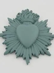 Ex Voto Wanddecoratie Stralend Hart 17 cm - Groen-Grijs