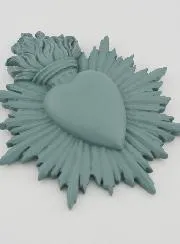 Ex Voto Wanddecoratie Stralend Hart 17 cm - Groen-Grijs