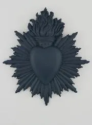 Ex Voto Wanddecoratie Stralend Hart 17 cm - Blauw Grijs