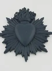 Ex Voto Wanddecoratie Stralend Hart 17 cm - Blauw Grijs