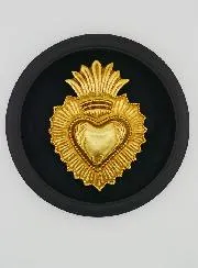 Ex Voto Wanddecoratie Gouden Hart op Zwart Fluweel - 19cm