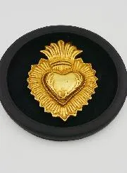 Ex Voto Wanddecoratie Gouden Hart op Zwart Fluweel - 19cm