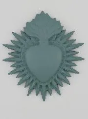 Ex Voto Wanddecoratie Stralend Hart 11 cm - Grijs-Groen