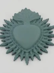 Ex Voto Wanddecoratie Stralend Hart 11 cm - Grijs-Groen