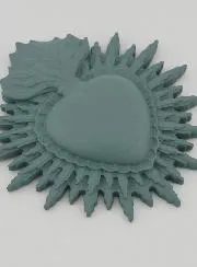Ex Voto Wanddecoratie Stralend Hart 11 cm - Grijs-Groen