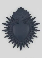 Ex Voto Wanddecoratie Stralend Hart 11 cm - Blauw Grijs