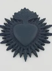 Ex Voto Wanddecoratie Stralend Hart 11 cm - Blauw Grijs