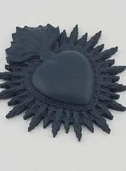Ex Voto Wanddecoratie Stralend Hart 11 cm - Blauw Grijs