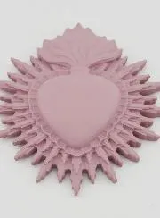Ex Voto Wanddecoratie Stralend Hart 11 cm - Roze