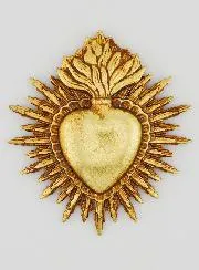 Ex Voto Wanddecoratie Stralend Hart 11 cm - Goud