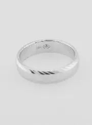 Ring Trouwring van Massief Zilver met Geslepen Motief  - Maat 56