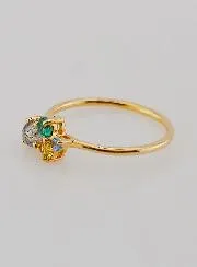 Vergulde Ring met Labradoriet en Zirkonia's - Maat 54