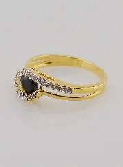 Vergulde Ring Saffier en Zirkonia's - Maat 54